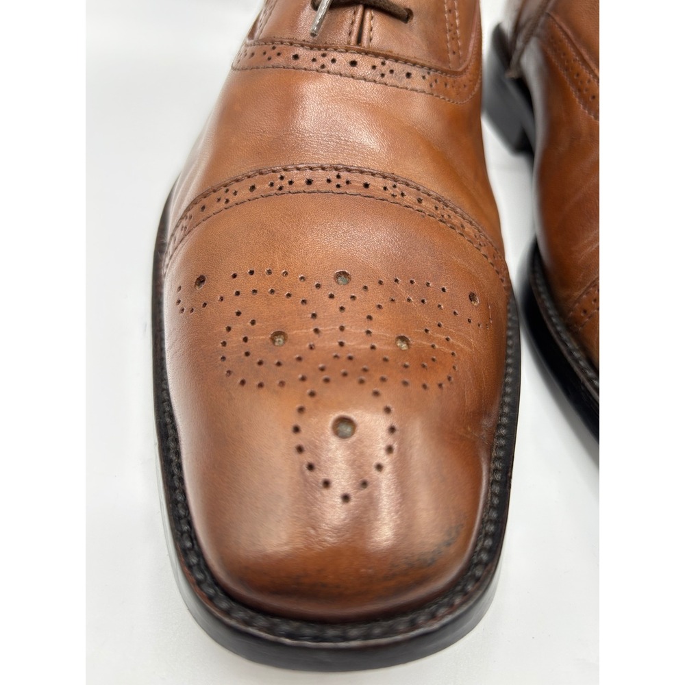 Vittorio Russo Men's Brown Leather Cap Toe Oxford Brogue Dress Shoes Italy 10½ - Picture 15 of 16